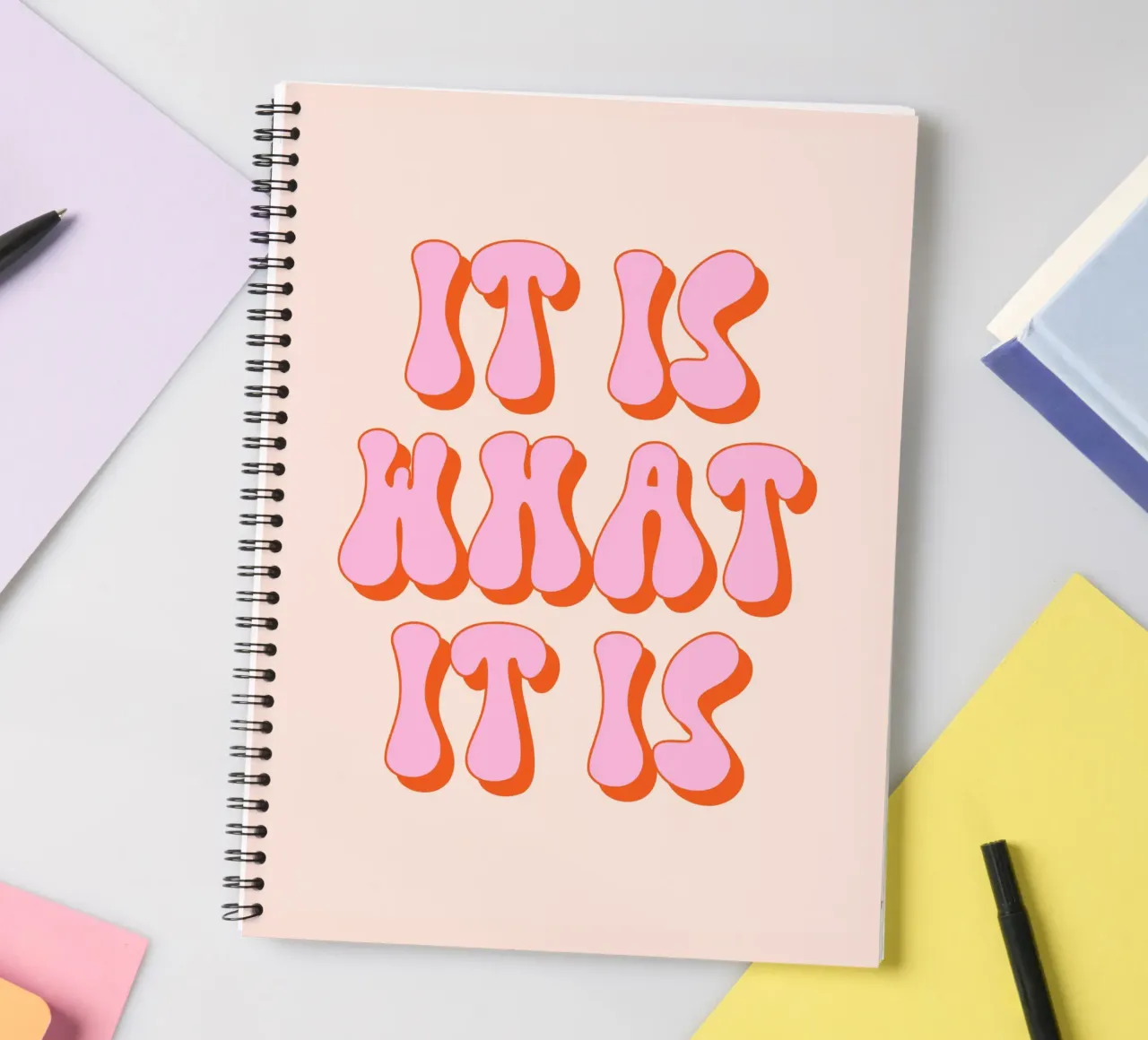 It Is What It Is Quote spiral notebook by Paigaam Studio