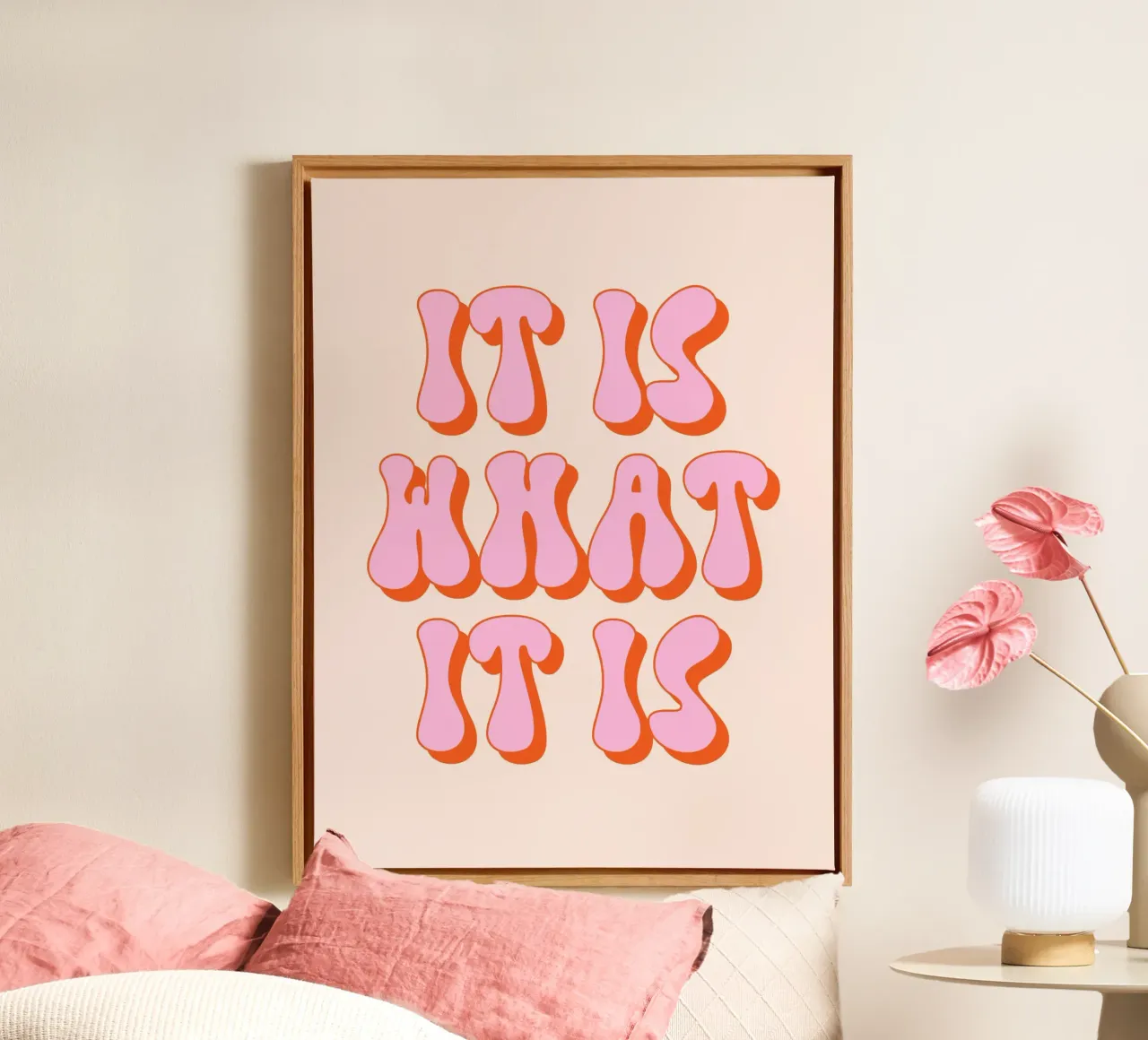 It Is What It Is Quote canvas with Floater frame by Paigaam Studio