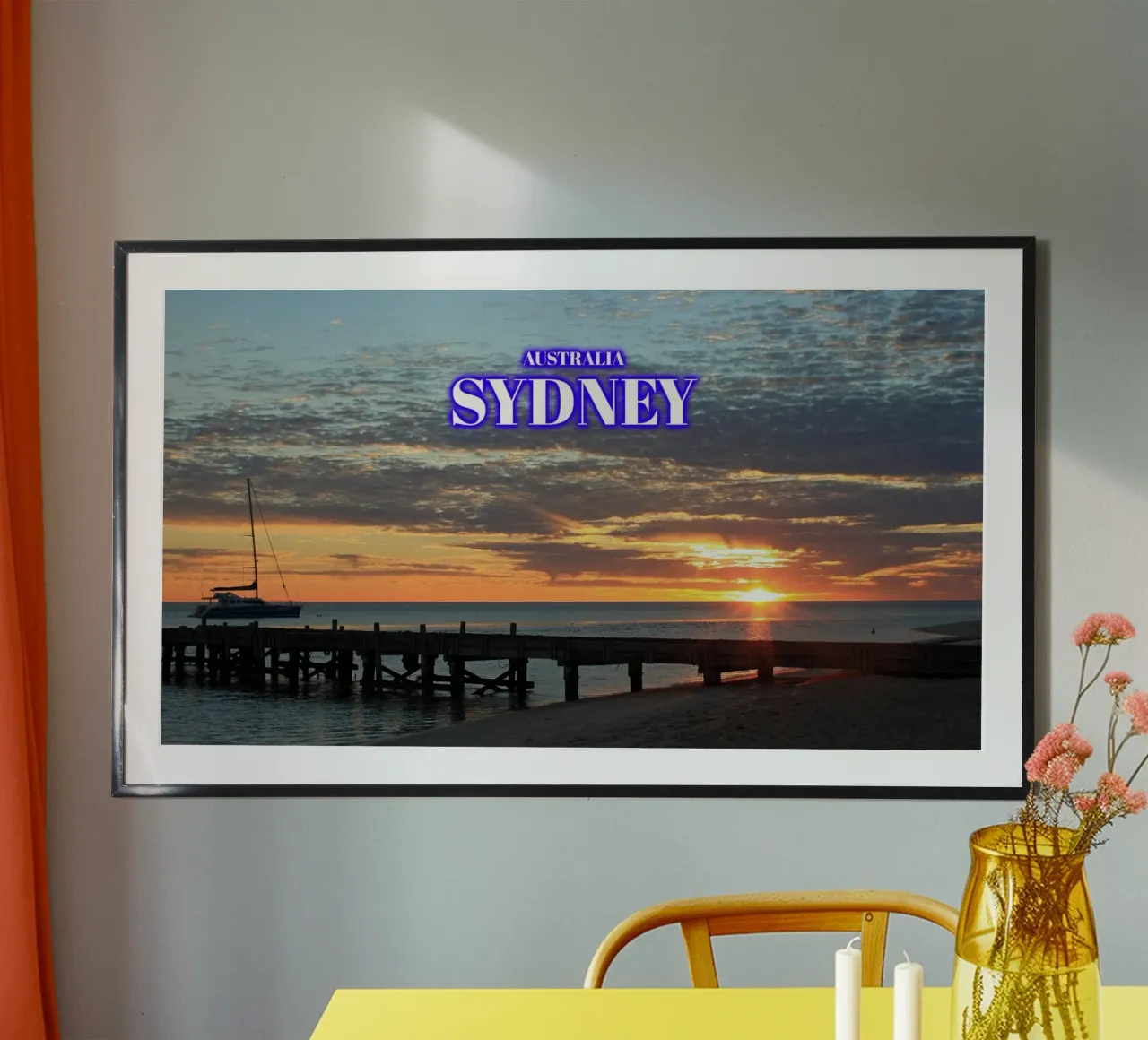 Alba di Sydney - Australia poster con telaio in legno da surfer28