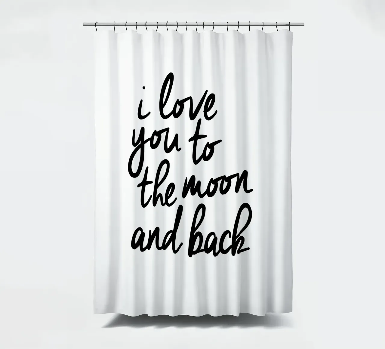 I Love You to the Moon and Back shower curtain by THE MOTIVATED TYPE