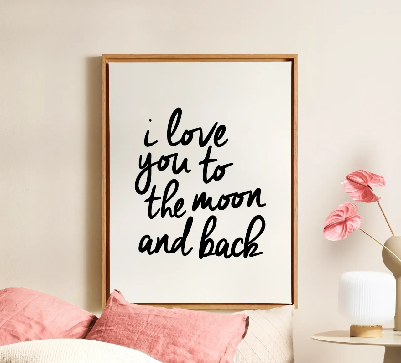 Ik hou van je tot aan de maan en terug canvas met Baklijst van THE MOTIVATED TYPE