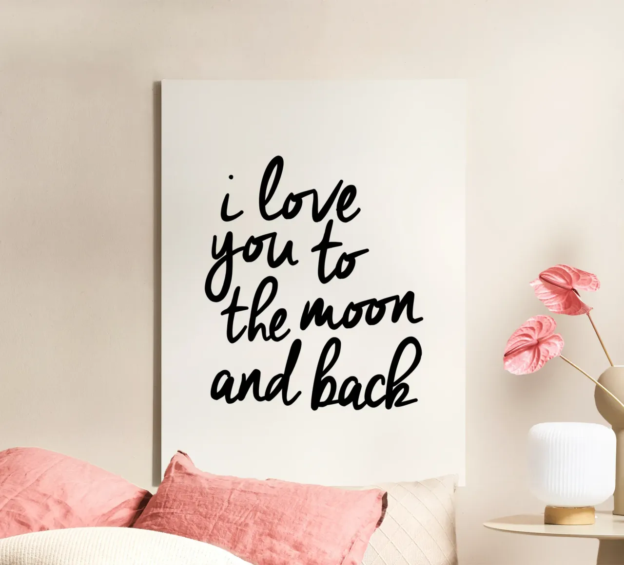 Ik hou van je tot aan de maan en terug canvas met Baklijst van THE MOTIVATED TYPE