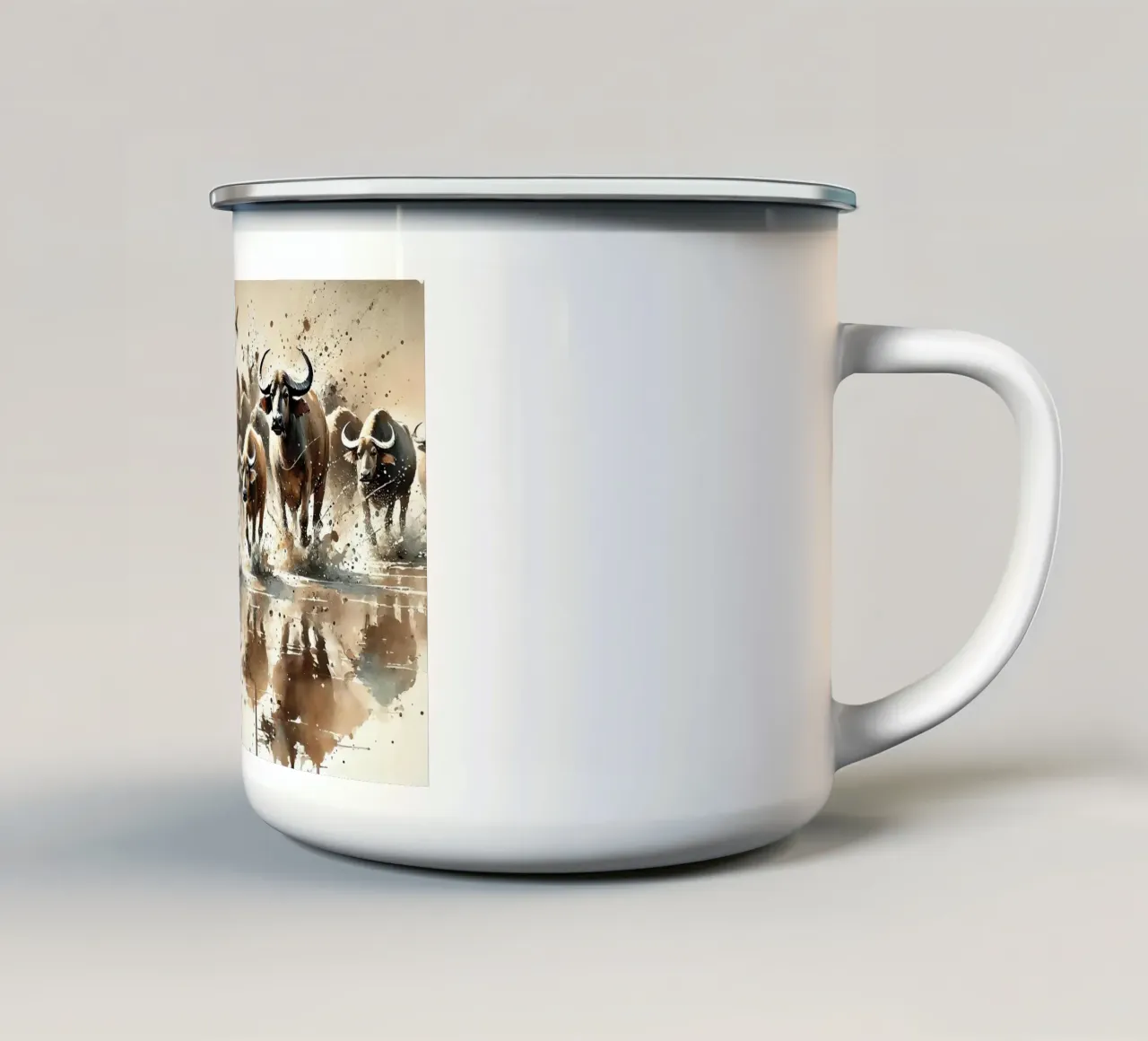 Reflexión sobre Buffalo Run taza de esmalte de Chromatic Fusion Studio