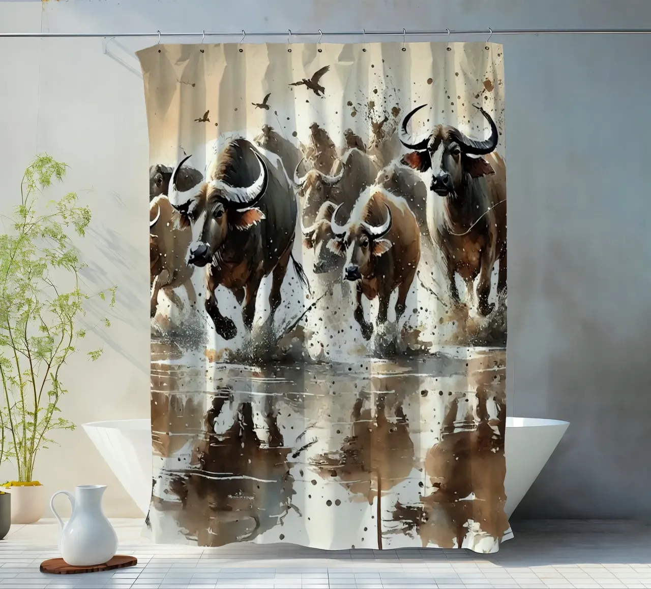 Riflessione su Buffalo Run tenda da doccia da Chromatic Fusion Studio