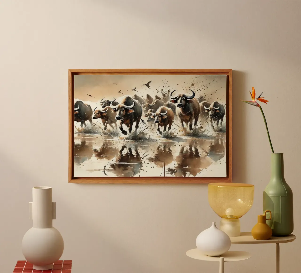 Buffalo Run Reflection canvas by Chromatic Fusion Studio