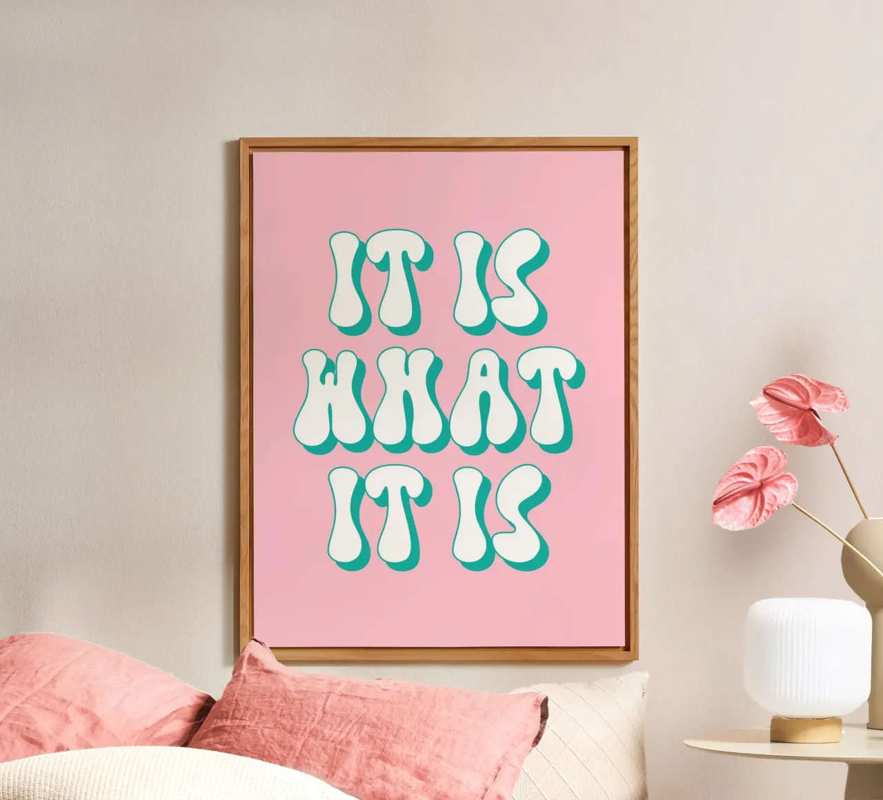 It Is What It Is Quote (Tono rosa) aluminio dibond de Paigaam Studio