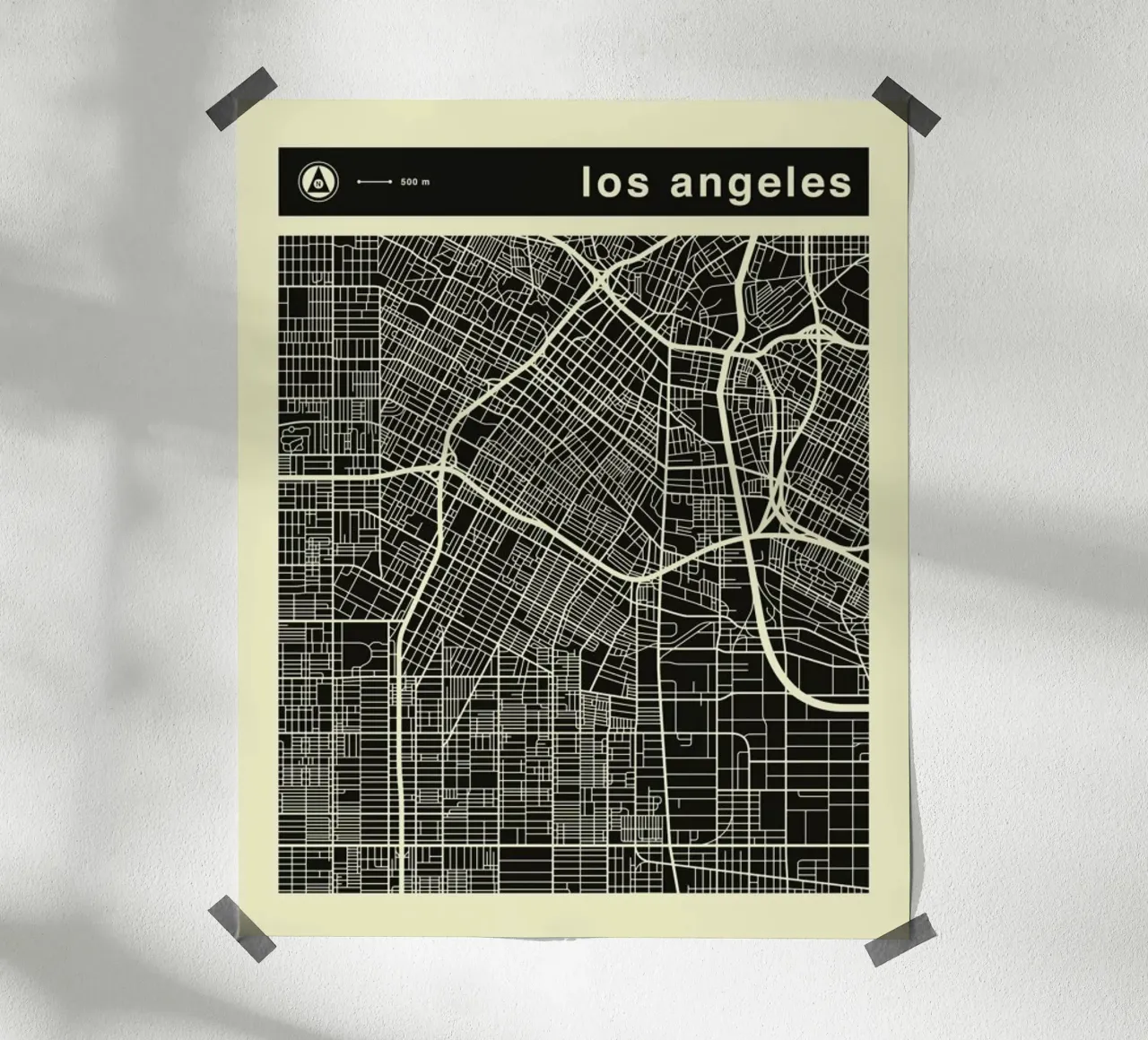 Los Angeles Map poster con telaio in plastica da Jazzberry Blue