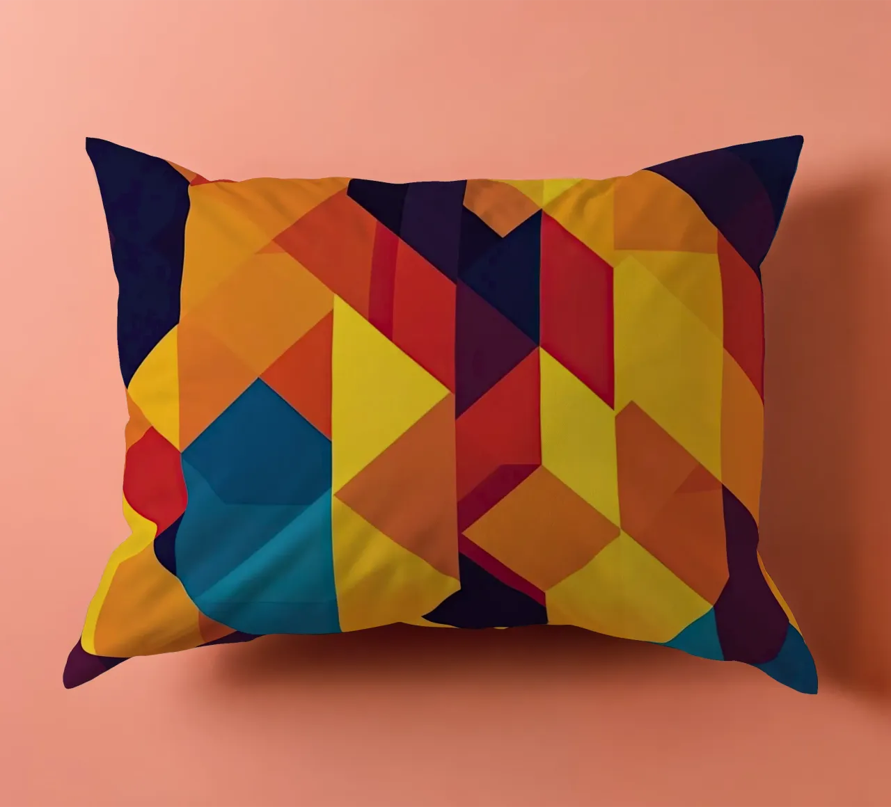 Motif abstrait cubique aux couleurs rétro coussin de Autofocus