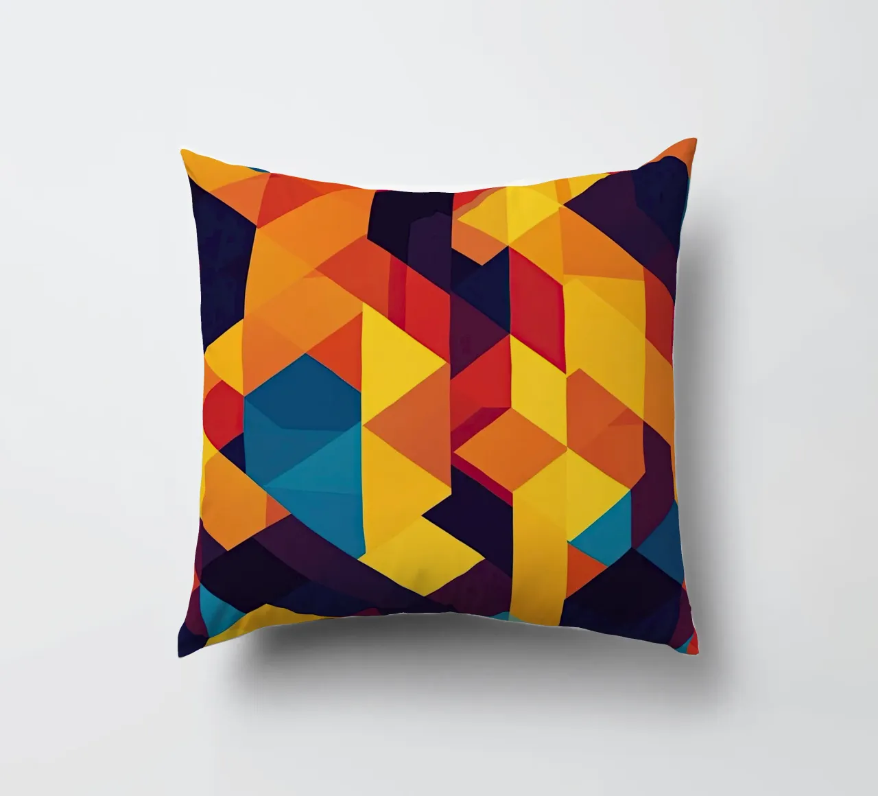 Abstract cubic pattern in retro colours decorative cushion by Autofocus