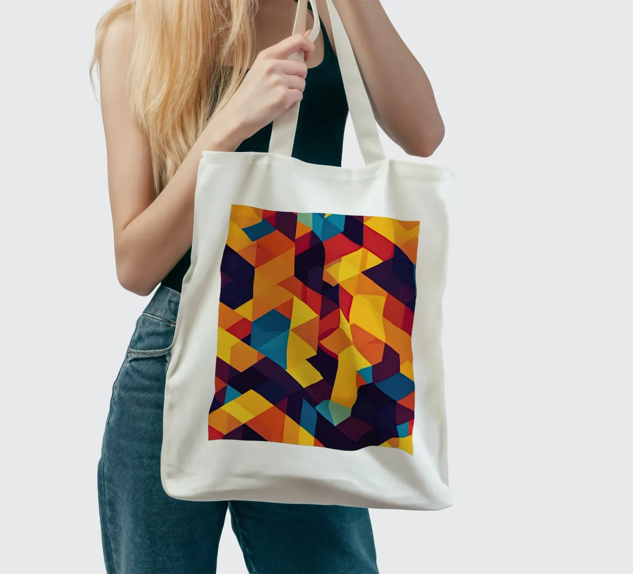 Abstract cubic pattern in retro colours tote bag by Autofocus