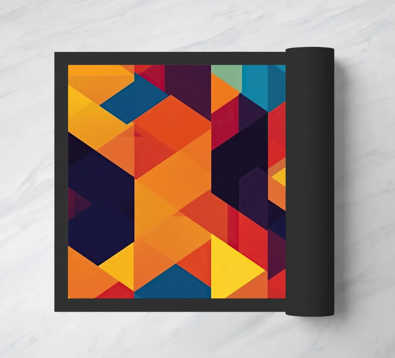 Abstract cubic pattern in retro colours doormat by Autofocus