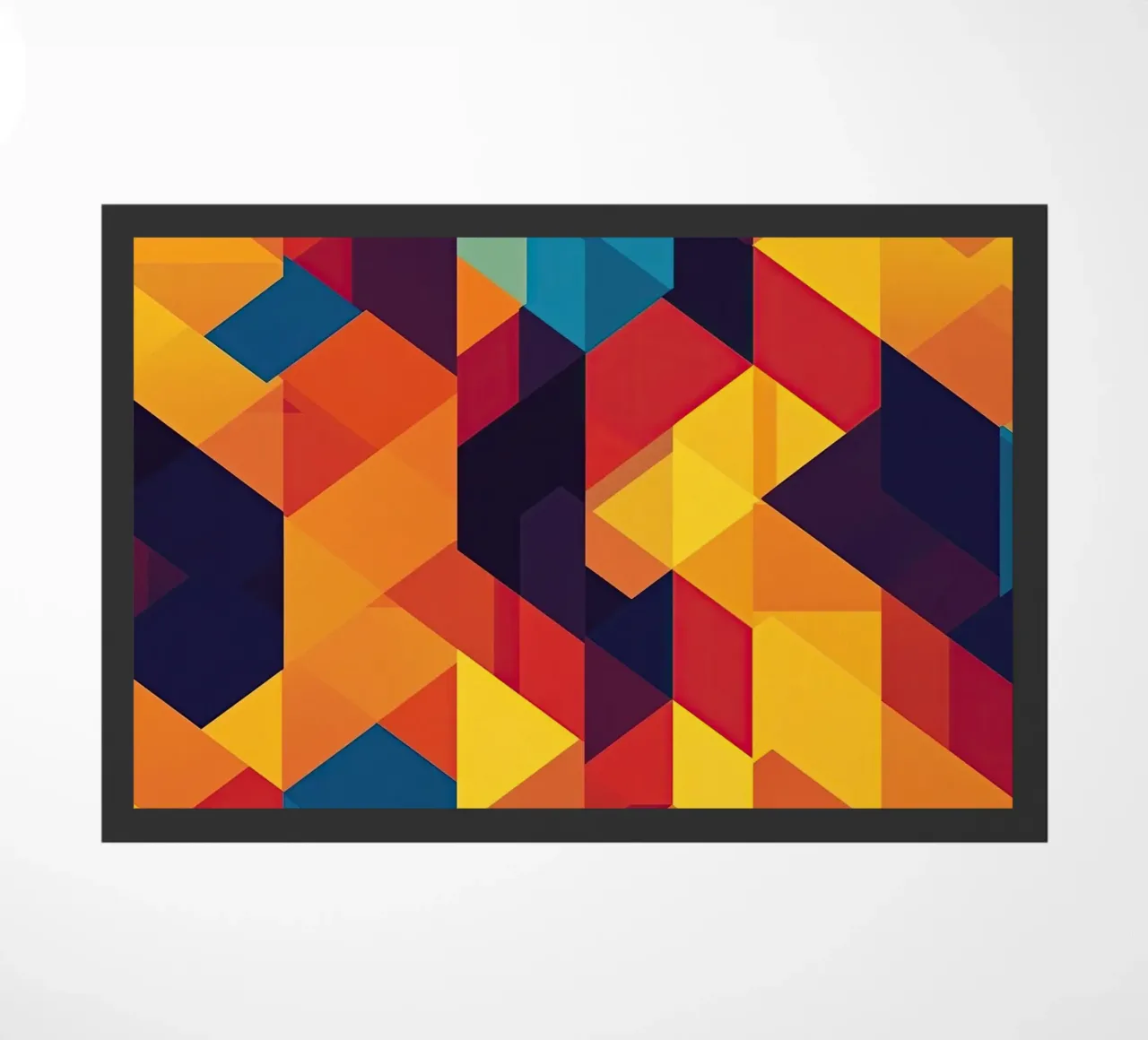 Abstract cubic pattern in retro colours doormat by Autofocus