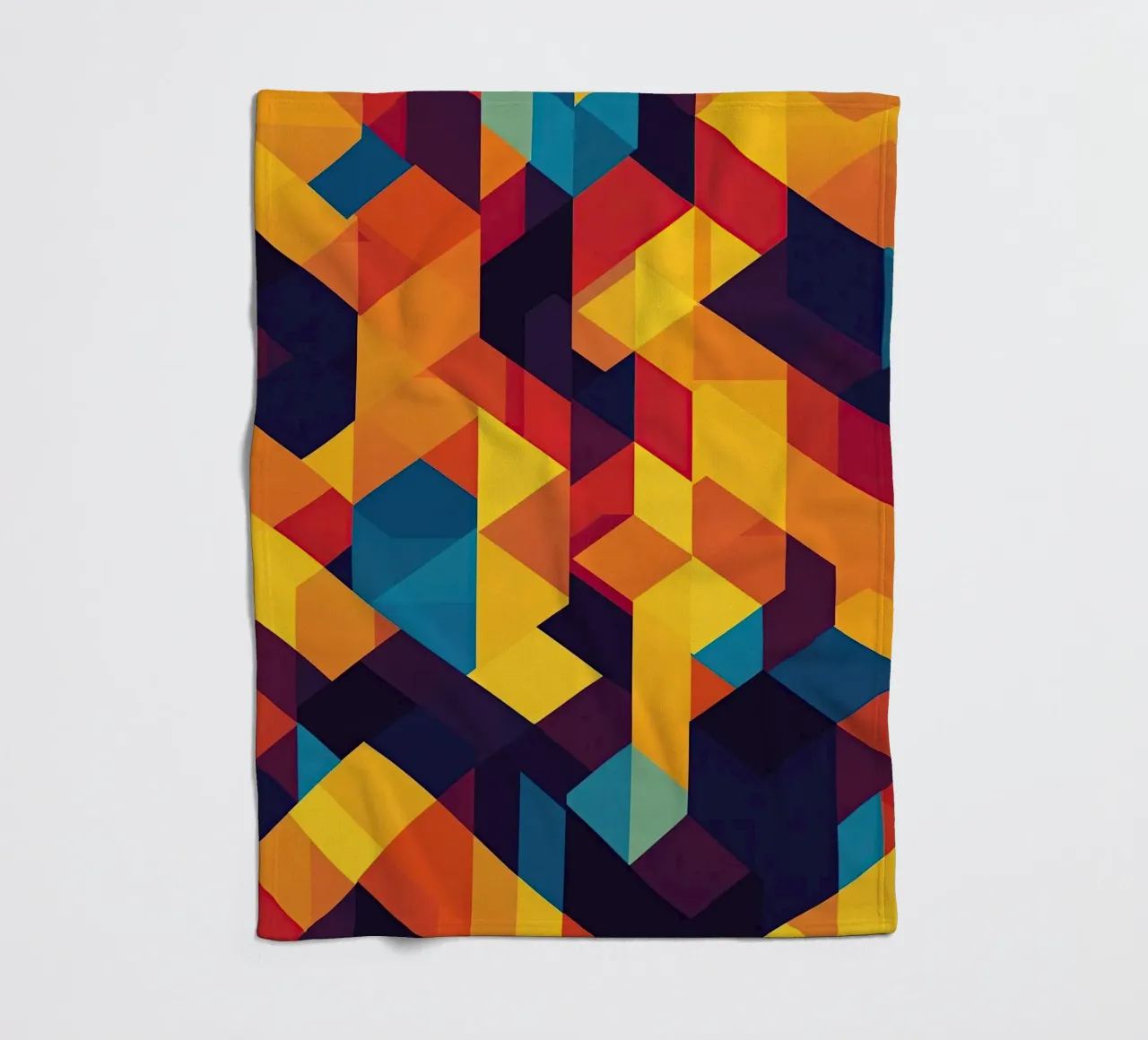 Abstract cubic pattern in retro colours fleece blanket by Autofocus