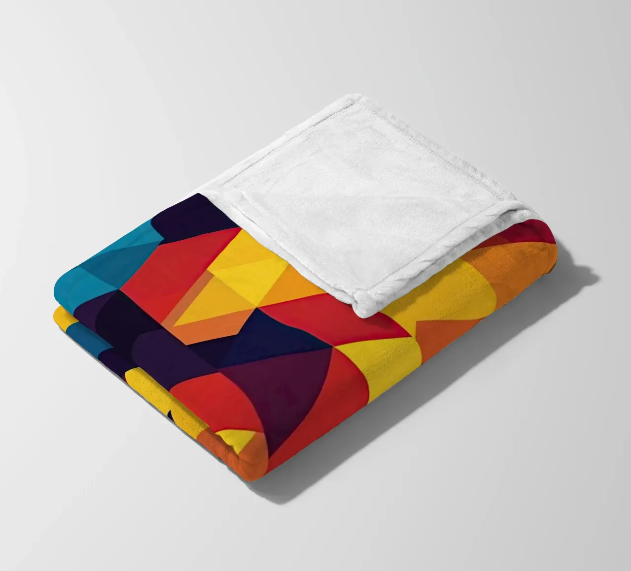 Abstract cubic pattern in retro colours fleece blanket by Autofocus
