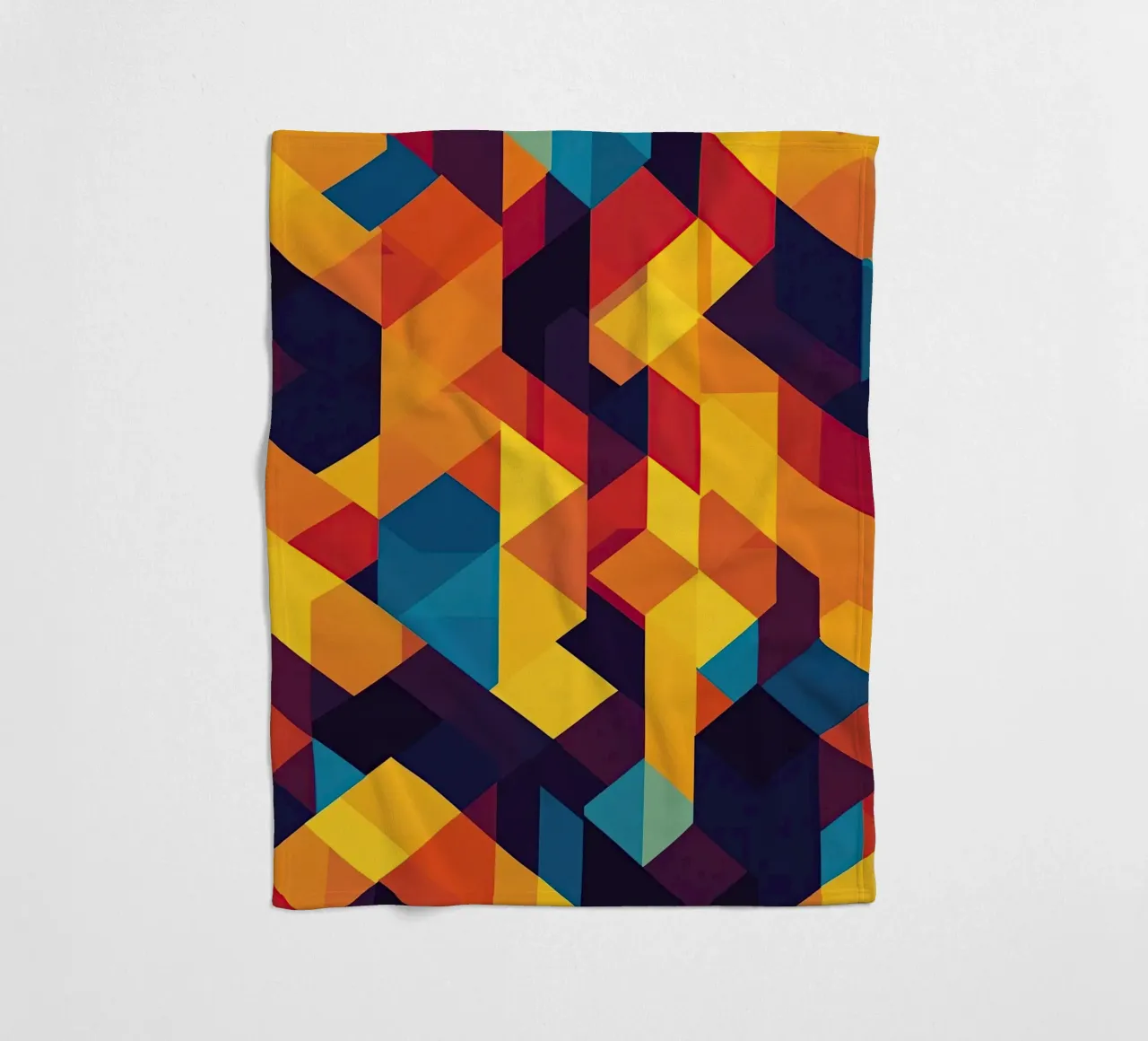 Abstract cubic pattern in retro colours fleece blanket by Autofocus