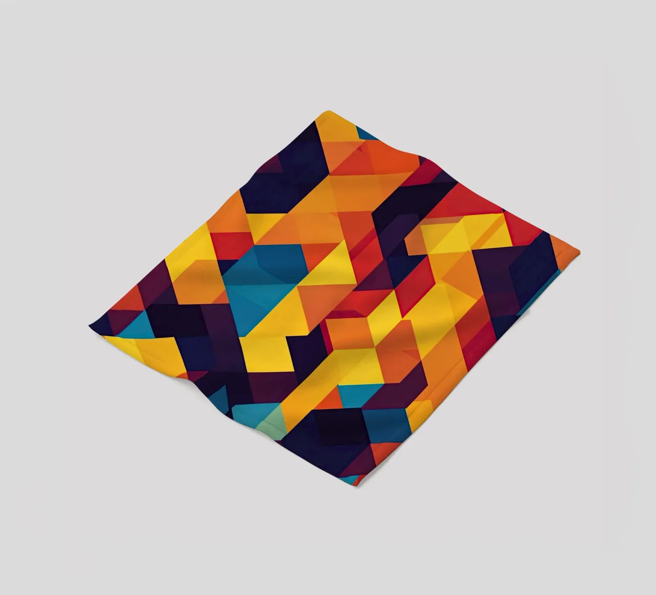 Abstract cubic pattern in retro colours fleece blanket by Autofocus