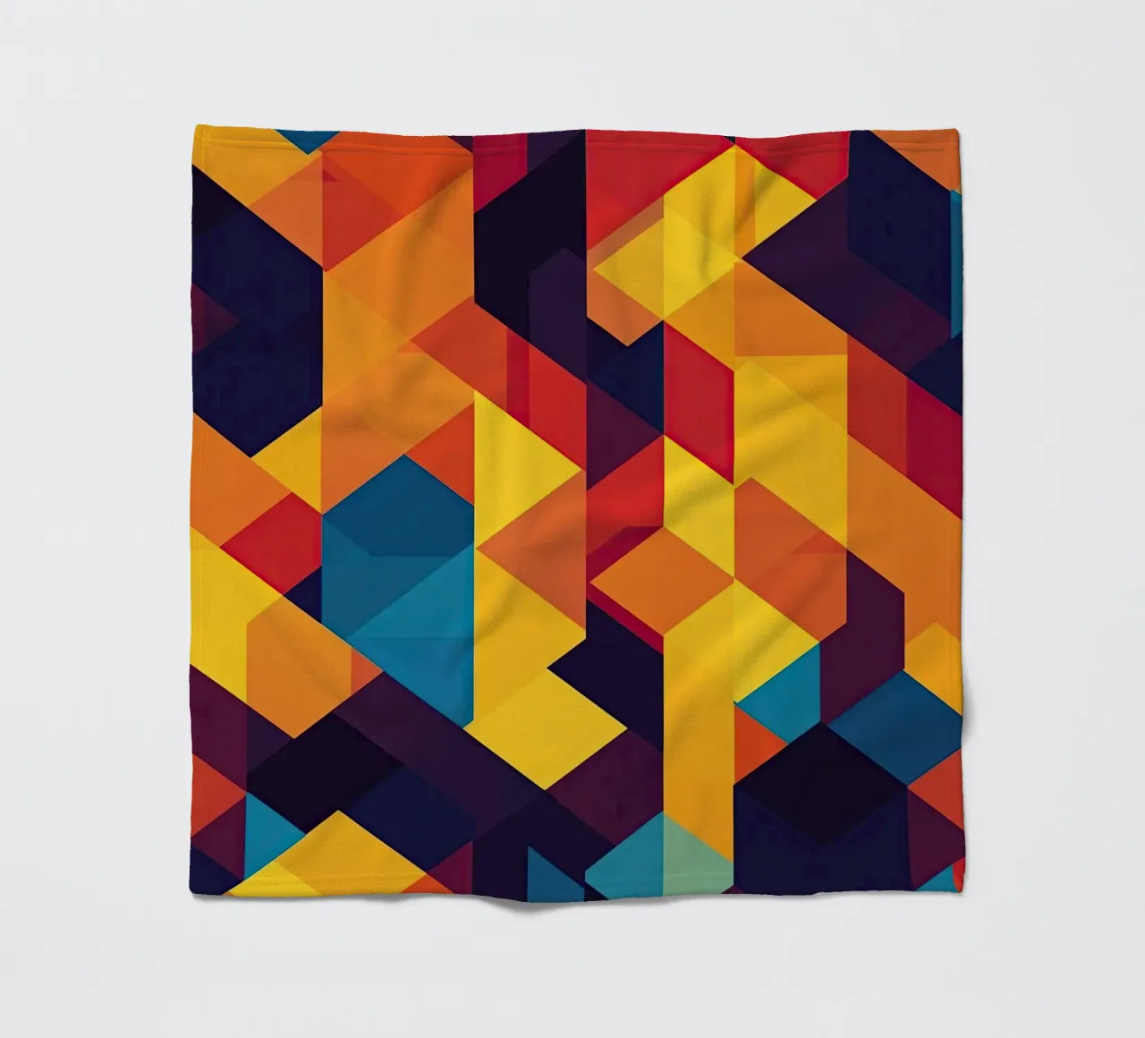 Abstract cubic pattern in retro colours fleece blanket by Autofocus