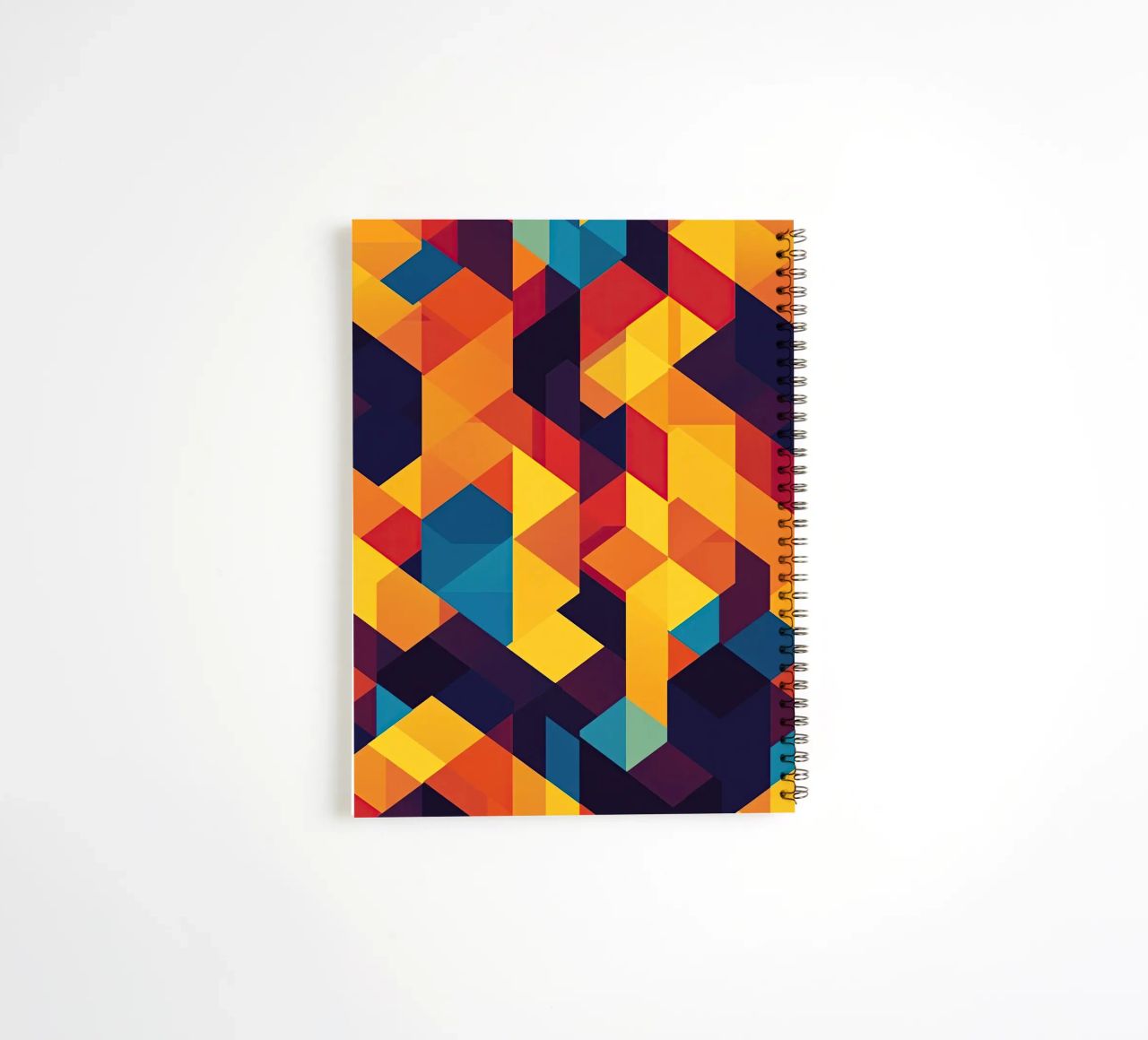 Abstract cubic pattern in retro colours spiral notebook by Autofocus