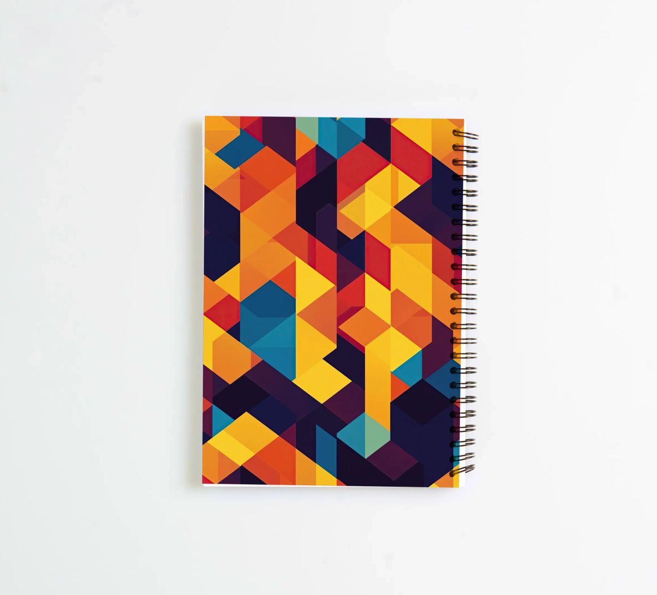 Abstract cubic pattern in retro colours spiral notebook by Autofocus