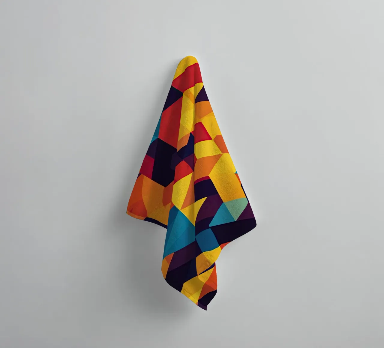 Abstract cubic pattern in retro colours towel by Autofocus