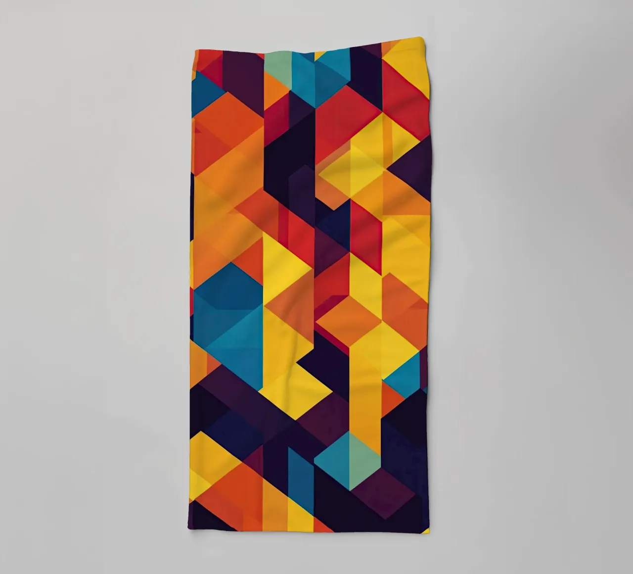 Abstract cubic pattern in retro colours towel by Autofocus