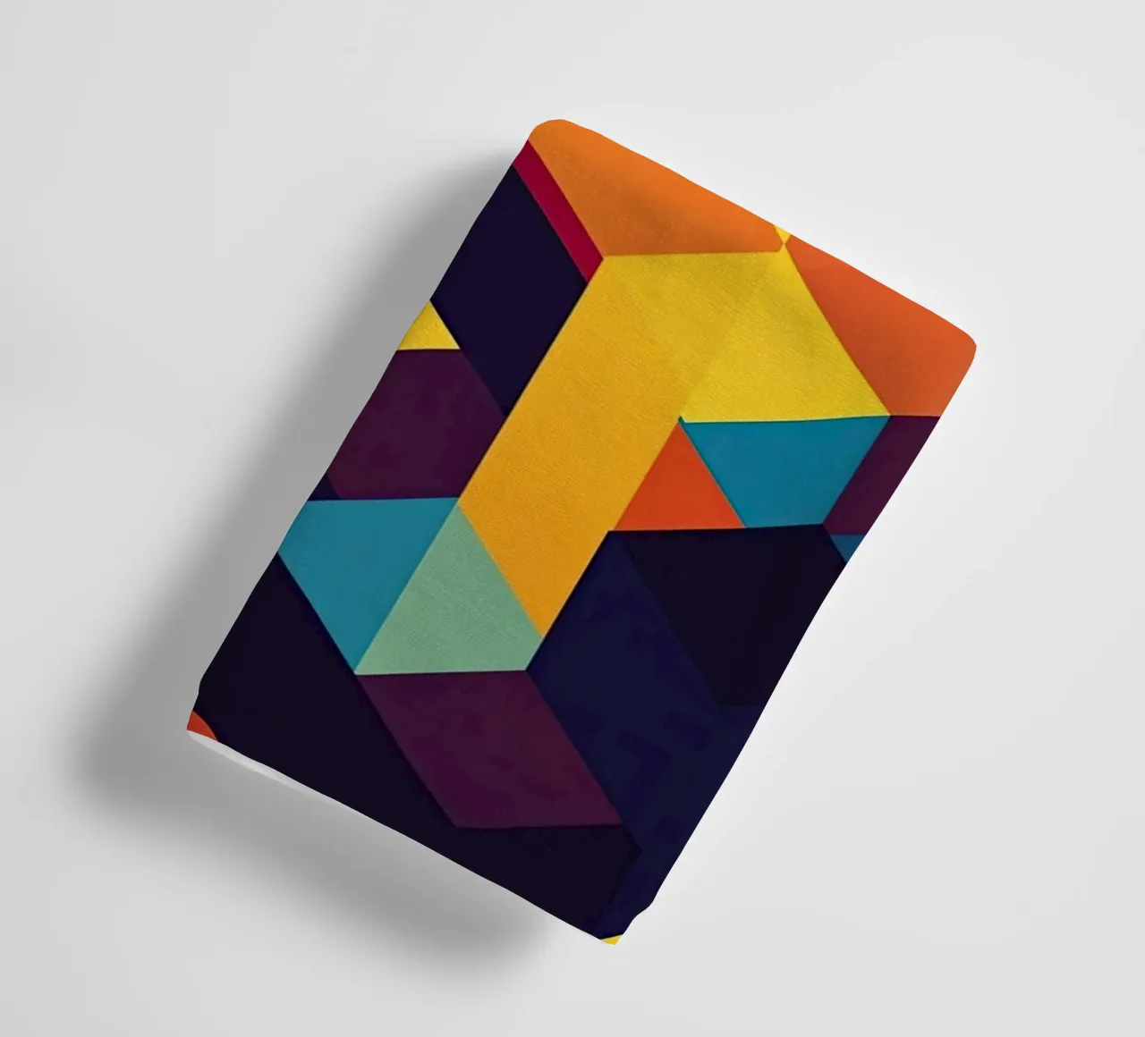 Abstract cubic pattern in retro colours towel by Autofocus