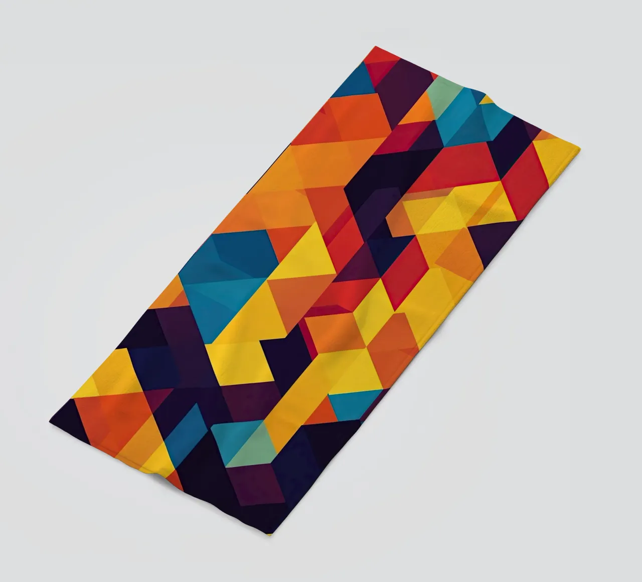 Abstract cubic pattern in retro colours beach towel by Autofocus