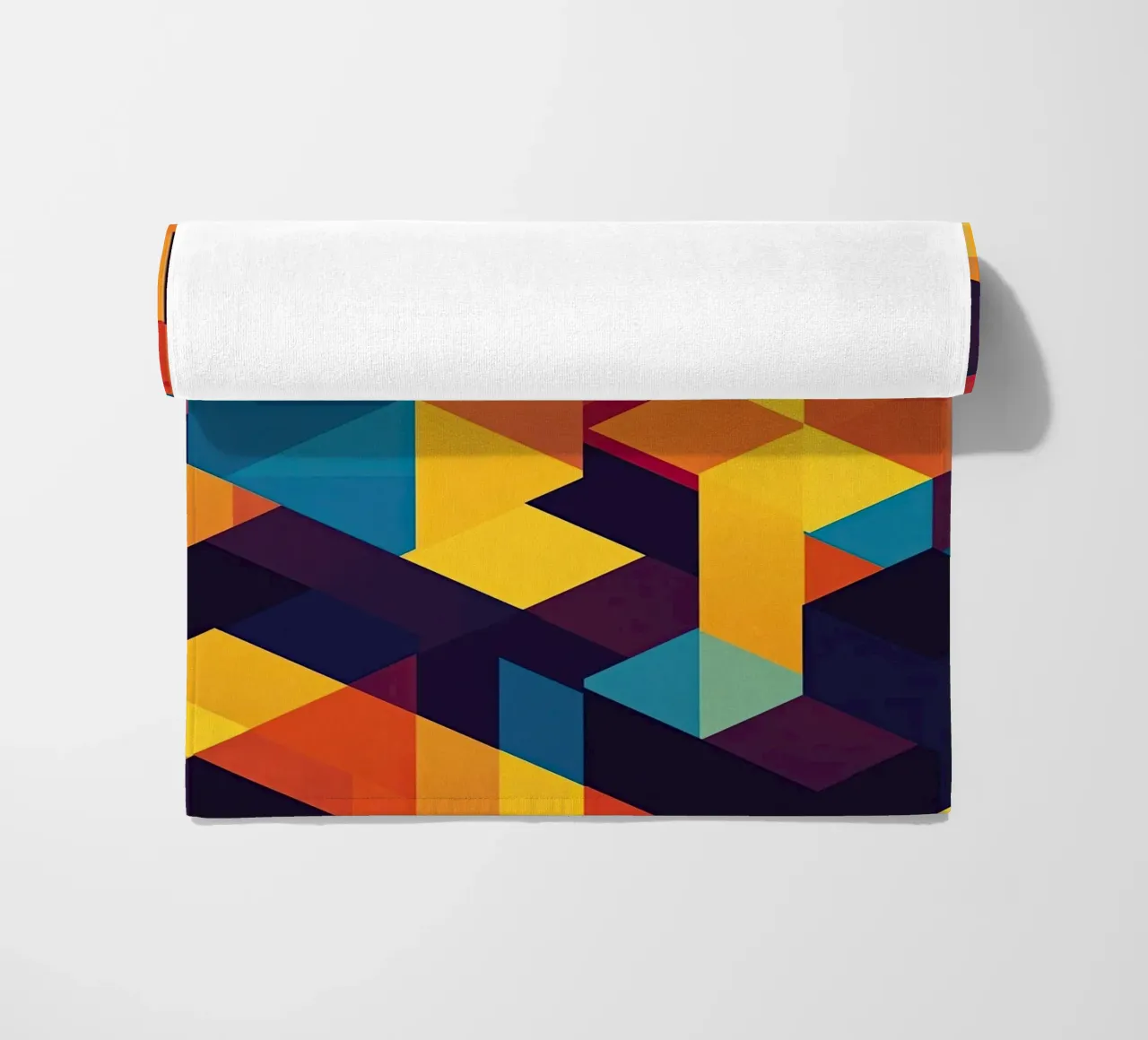 Abstract cubic pattern in retro colours beach towel by Autofocus
