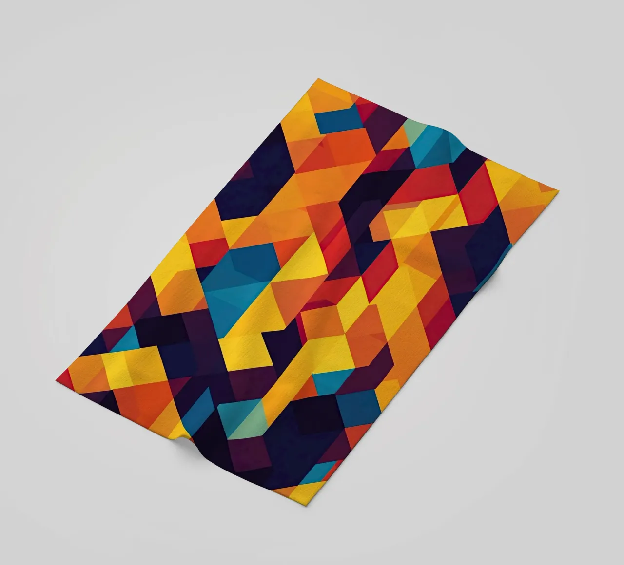 Abstract cubic pattern in retro colours beach towel by Autofocus