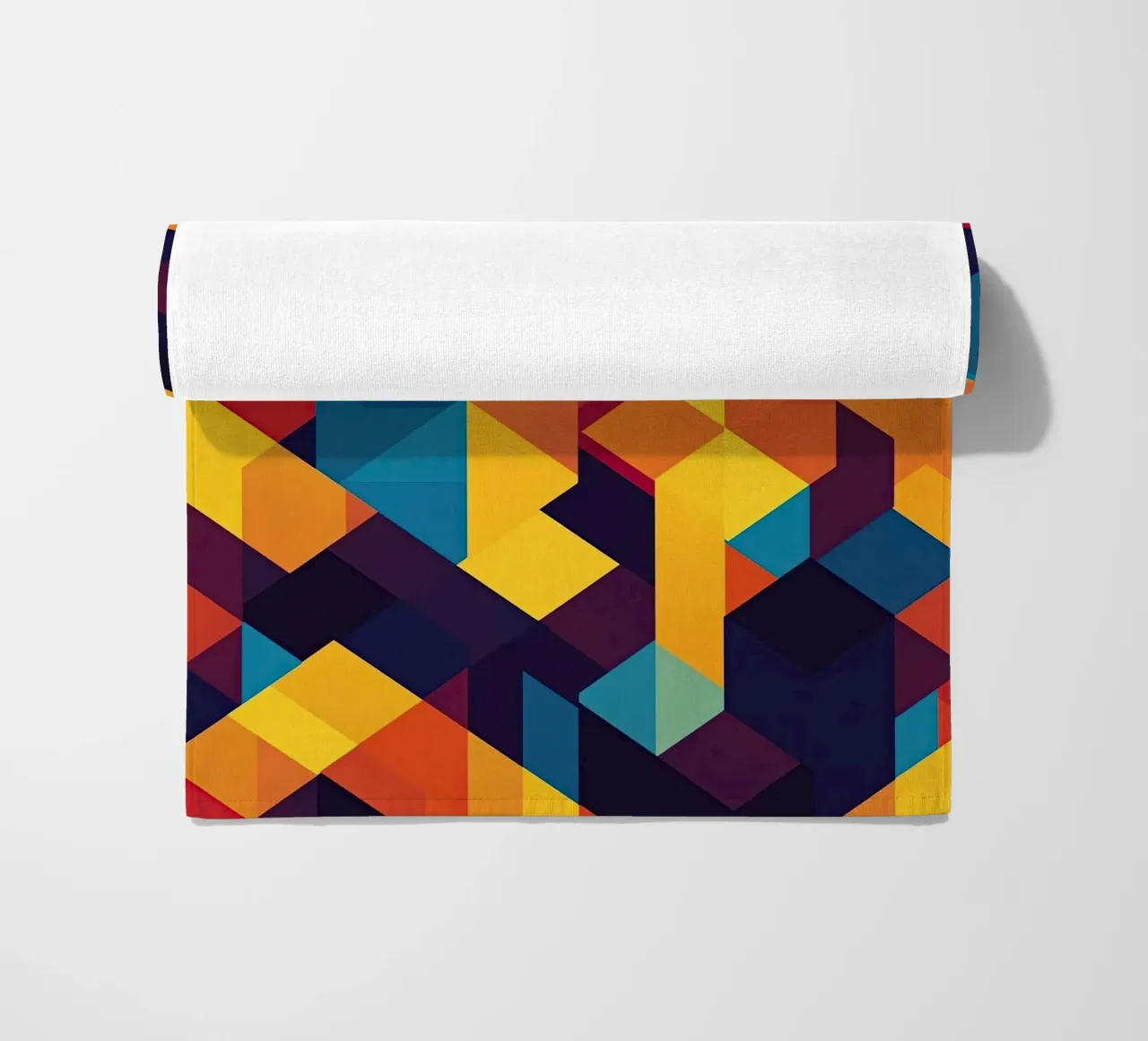 Abstract cubic pattern in retro colours beach towel by Autofocus
