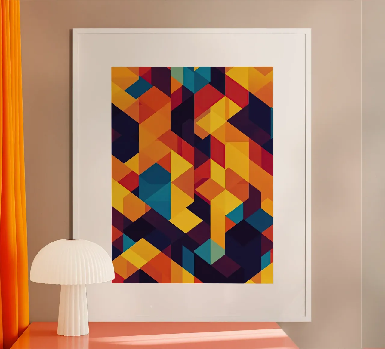 Abstract cubic pattern in retro colours hahnemühle by Autofocus
