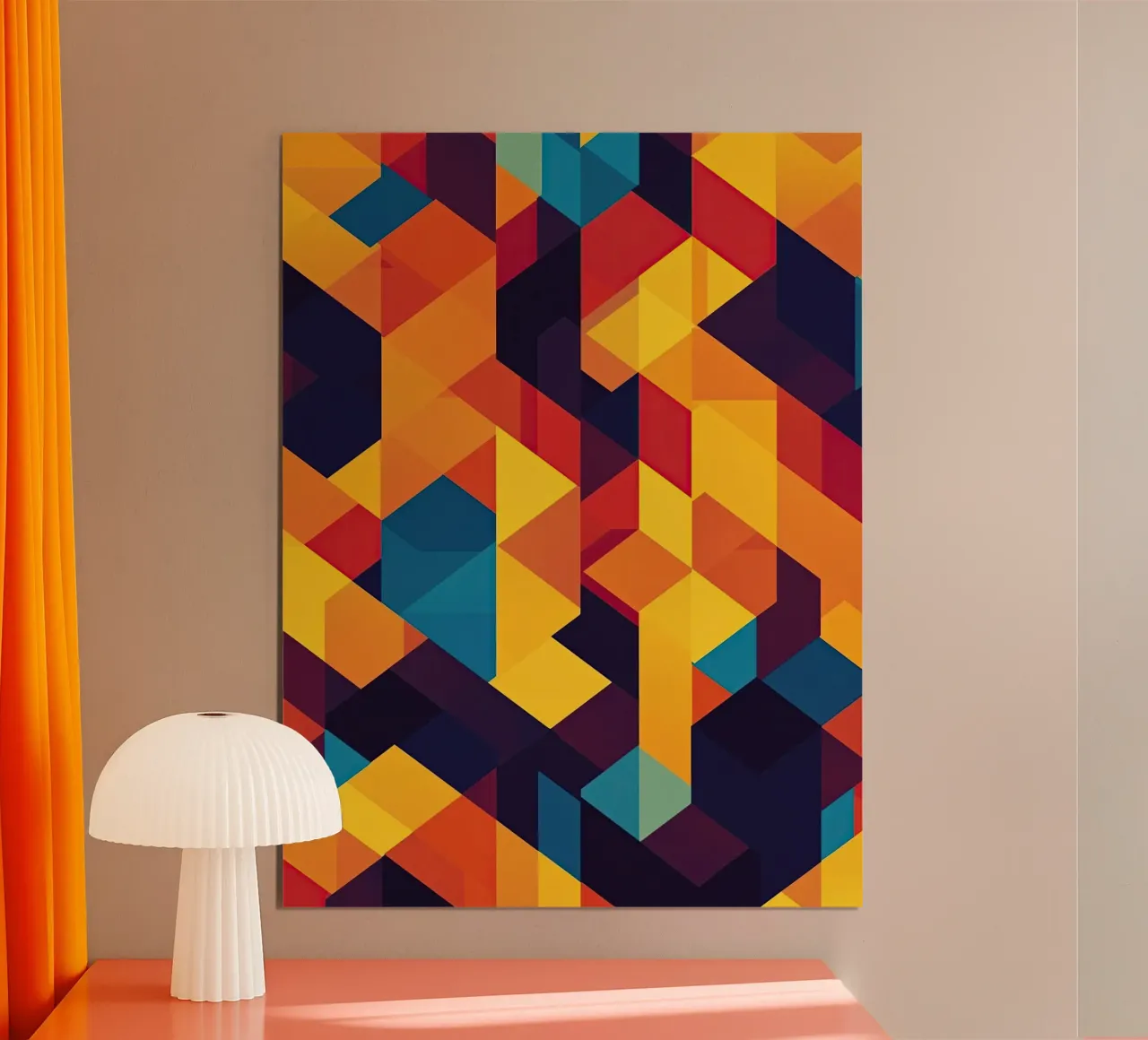 Abstract cubic pattern in retro colours hahnemühle by Autofocus