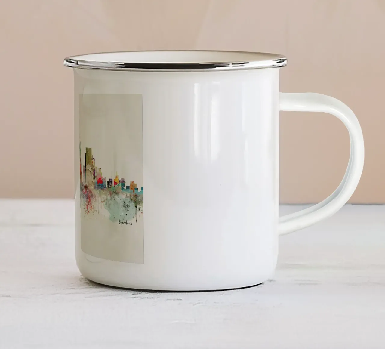 Barcelona tazza in smalto da Brian Buckley