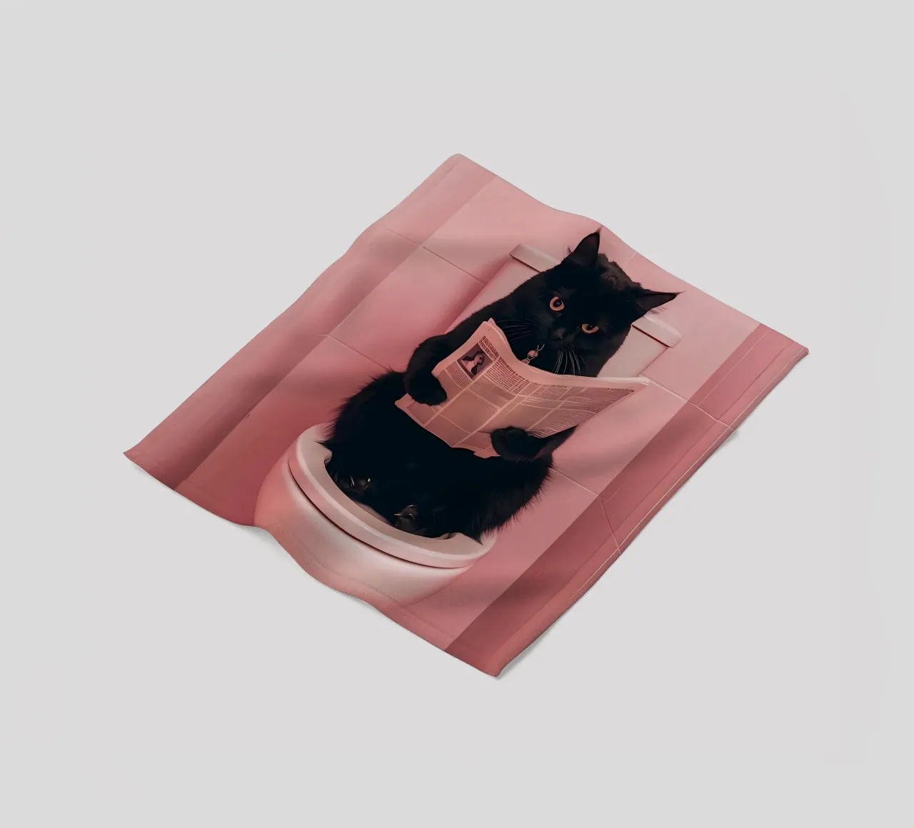 a black cat sitting on an open toilet, reading a newspaper fleece blanket by bonglantrungmuoi