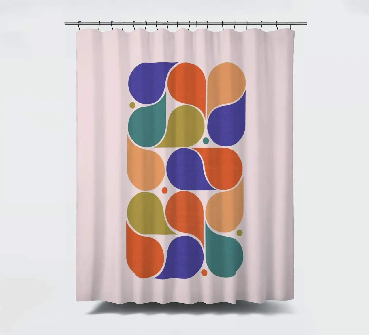 Abstract Geometric Shapes Art Print - Retro Color Palette shower curtain by showmemars