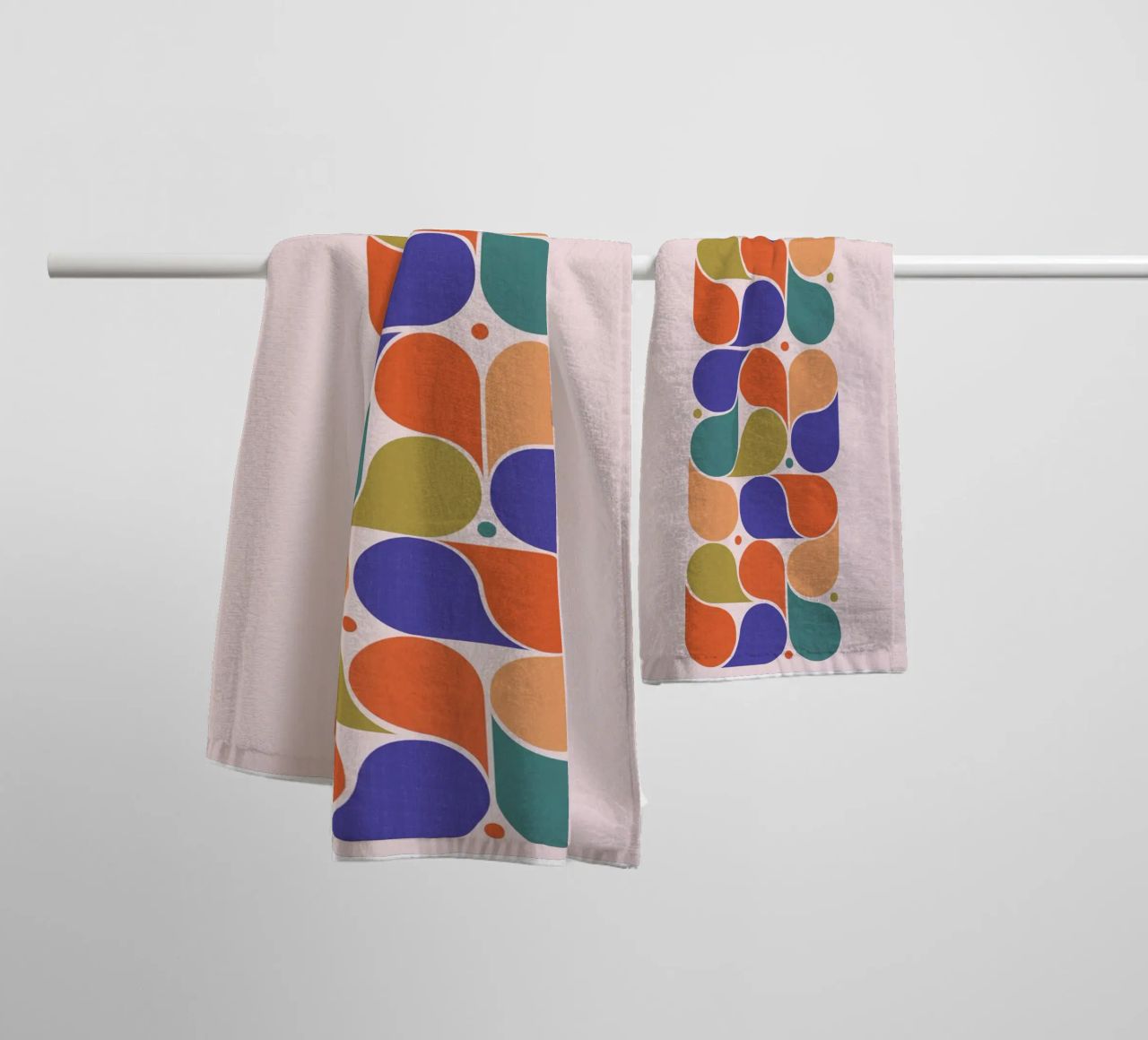 Abstract Geometric Shapes Art Print - Retro Color Palette towel by showmemars