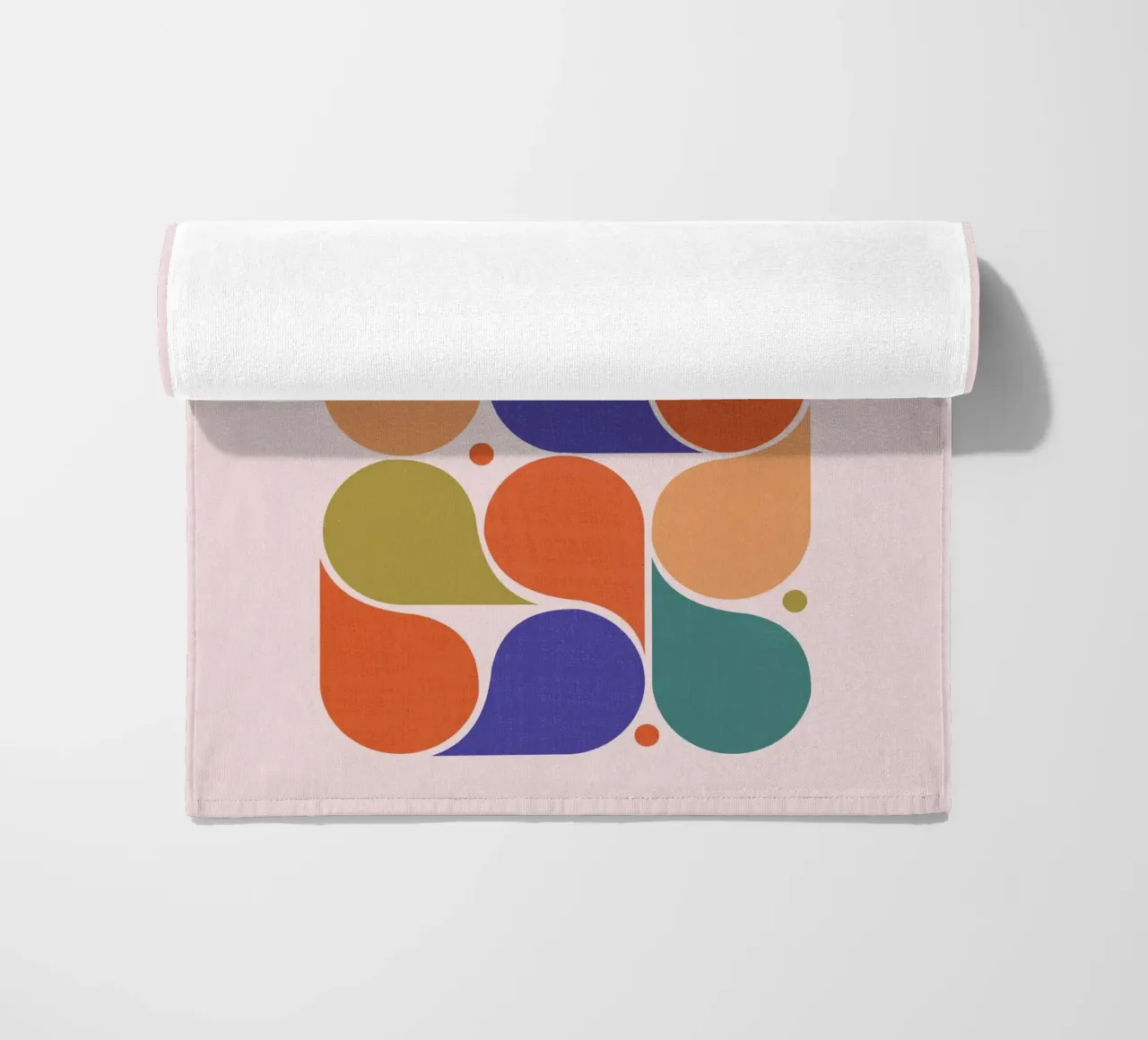 Abstract Geometric Shapes Art Print - Retro Color Palette beach towel by showmemars