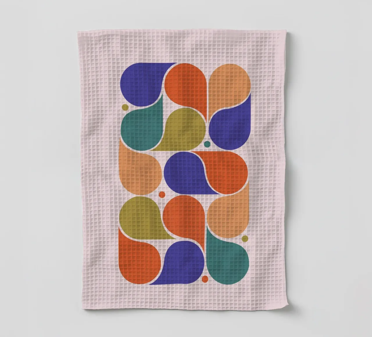 Abstract Geometric Shapes Art Print - Retro Color Palette tea towel by showmemars