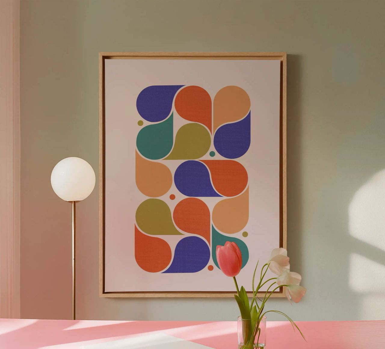 Abstract Geometric Shapes Art Print - Retro Color Palette canvas by showmemars