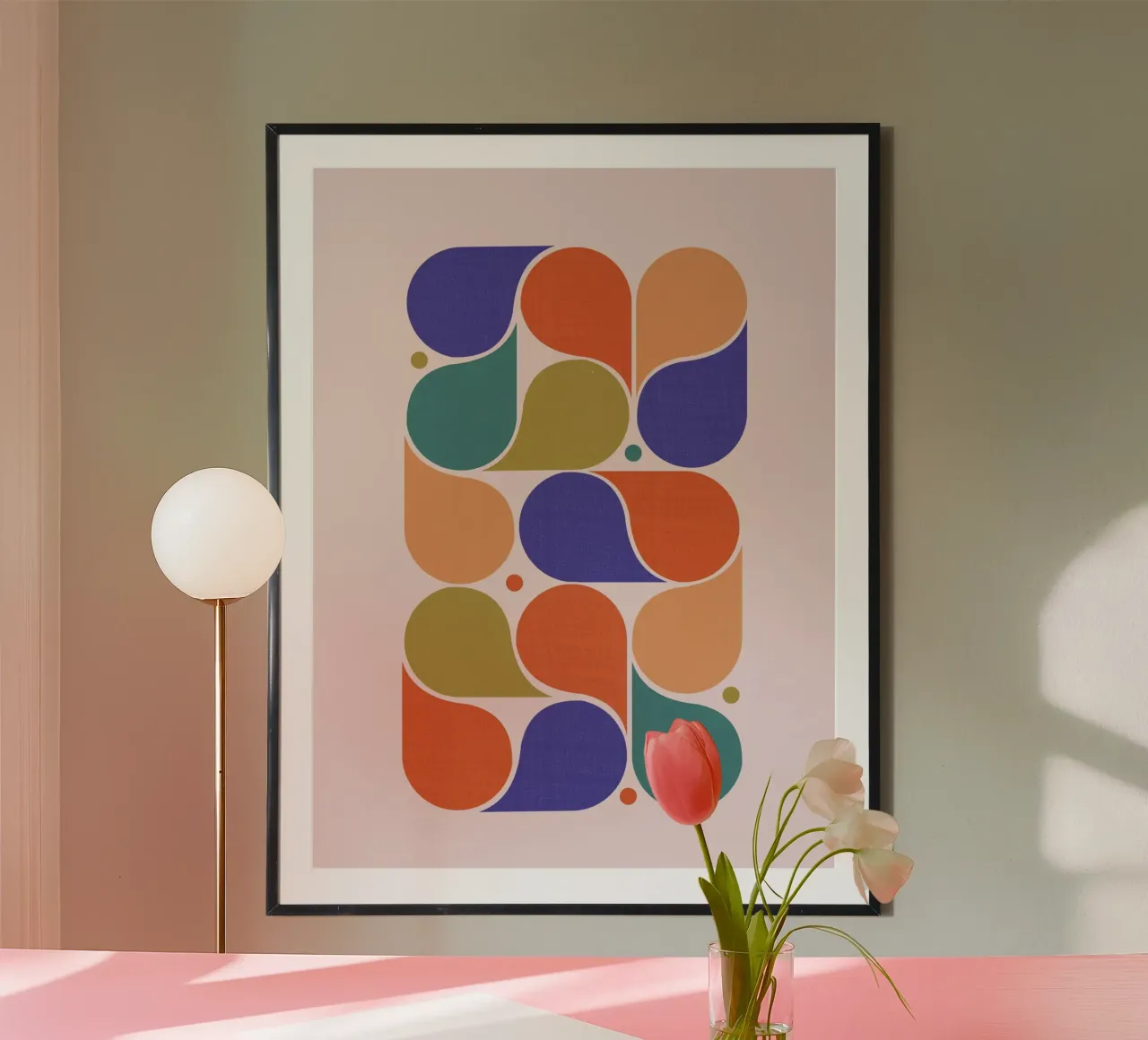 Abstract Geometric Shapes Art Print - Retro Color Palette hahnemühle by showmemars