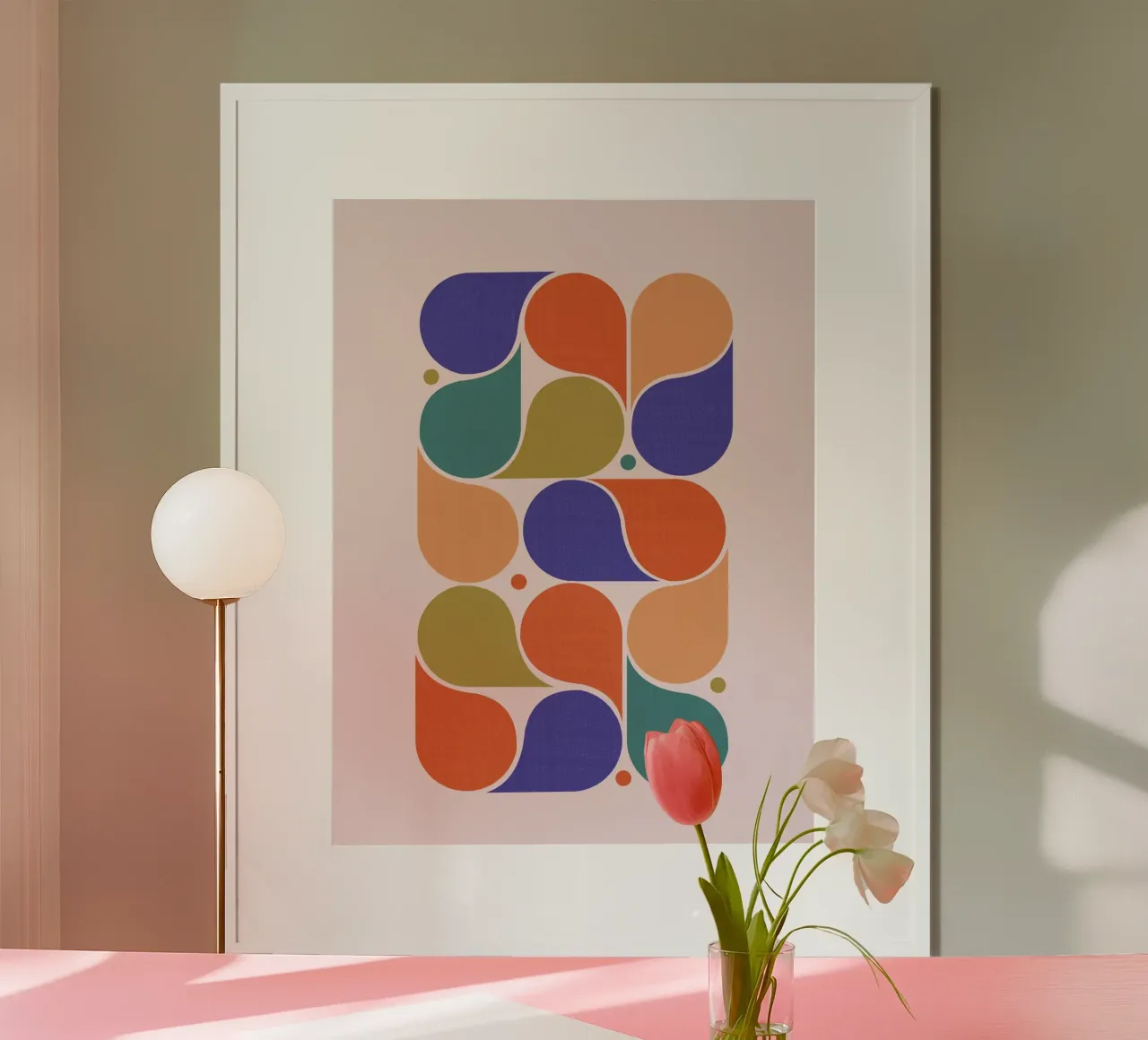 Abstract Geometric Shapes Art Print - Retro Color Palette hahnemühle by showmemars