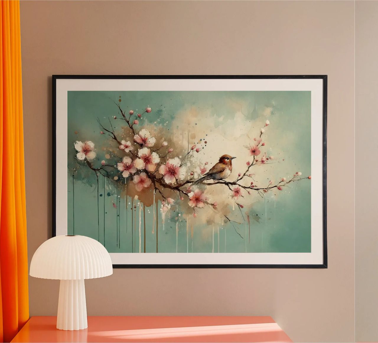 Susurros de cerezos en flor en Teal Breeze poster de Chromatic Fusion Studio