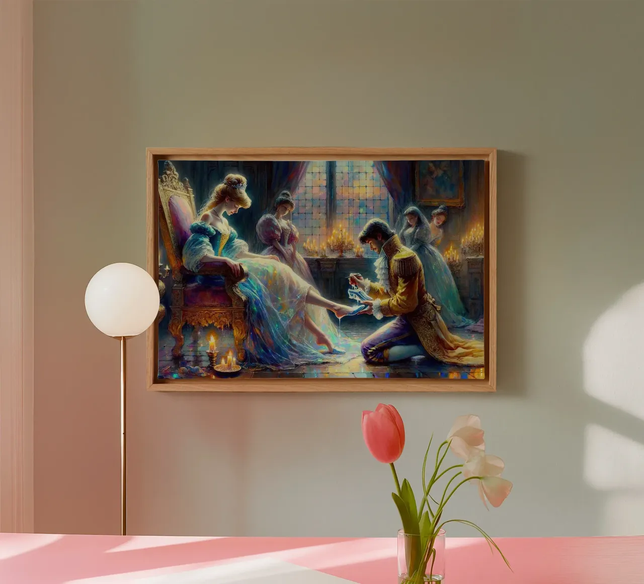 Cinderella and the Prince canvas with Floater frame by Chromatic Fusion Studio