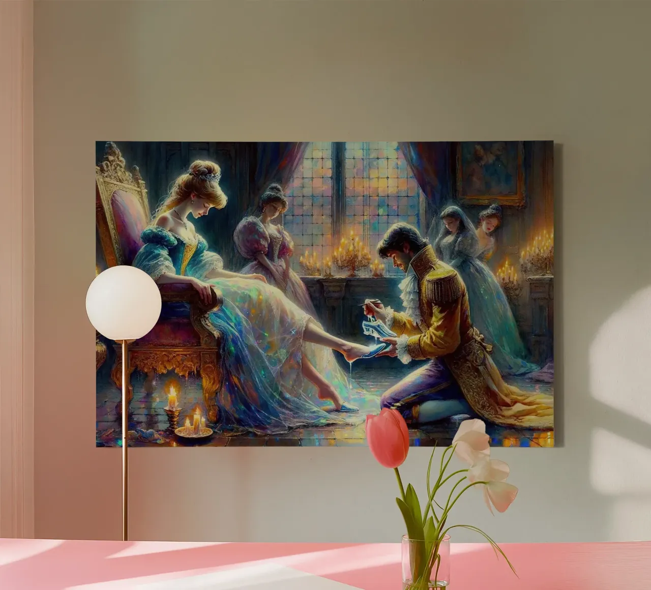 Cinderella and the Prince canvas with Floater frame by Chromatic Fusion Studio