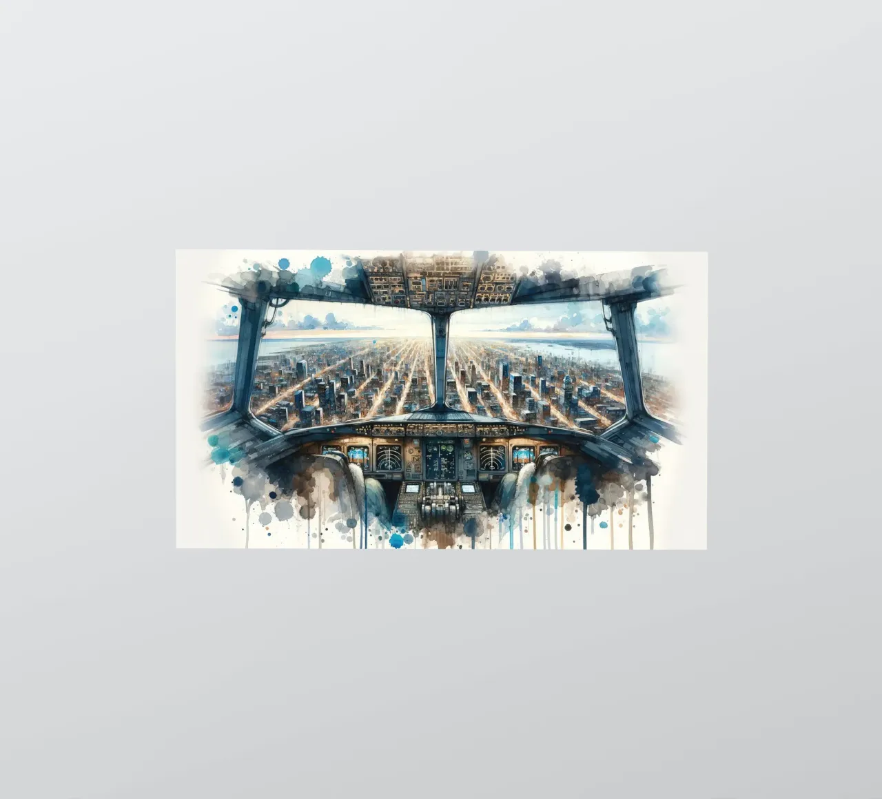 Cityscape from Airplane Cockpit Window sticker by Chromatic Fusion Studio