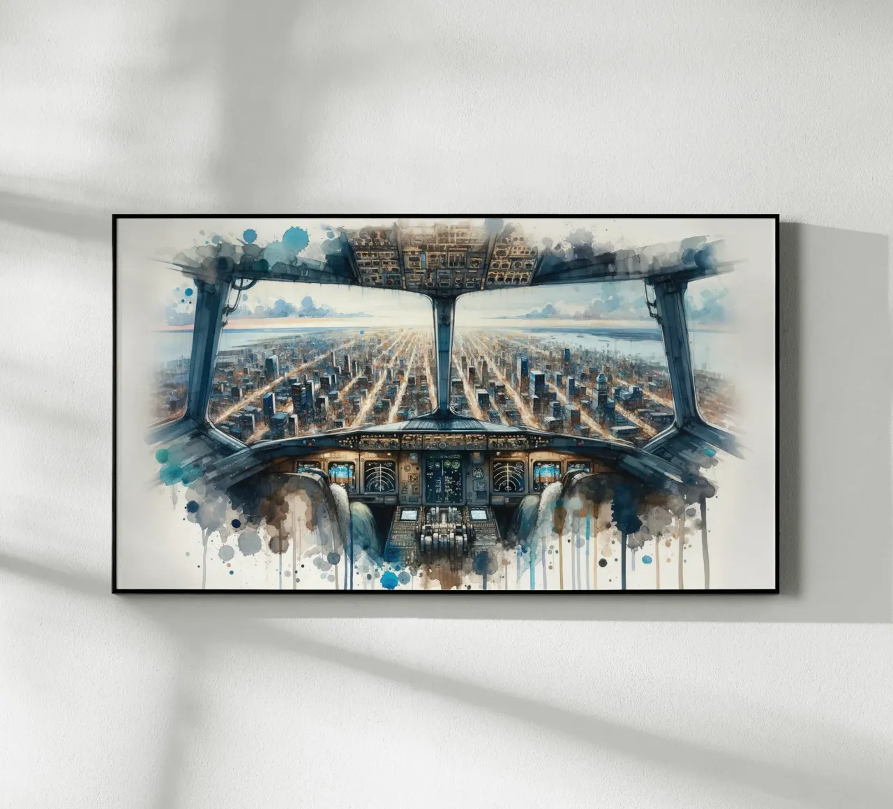 Cityscape from Airplane Cockpit Window acrylic glass by Chromatic Fusion Studio