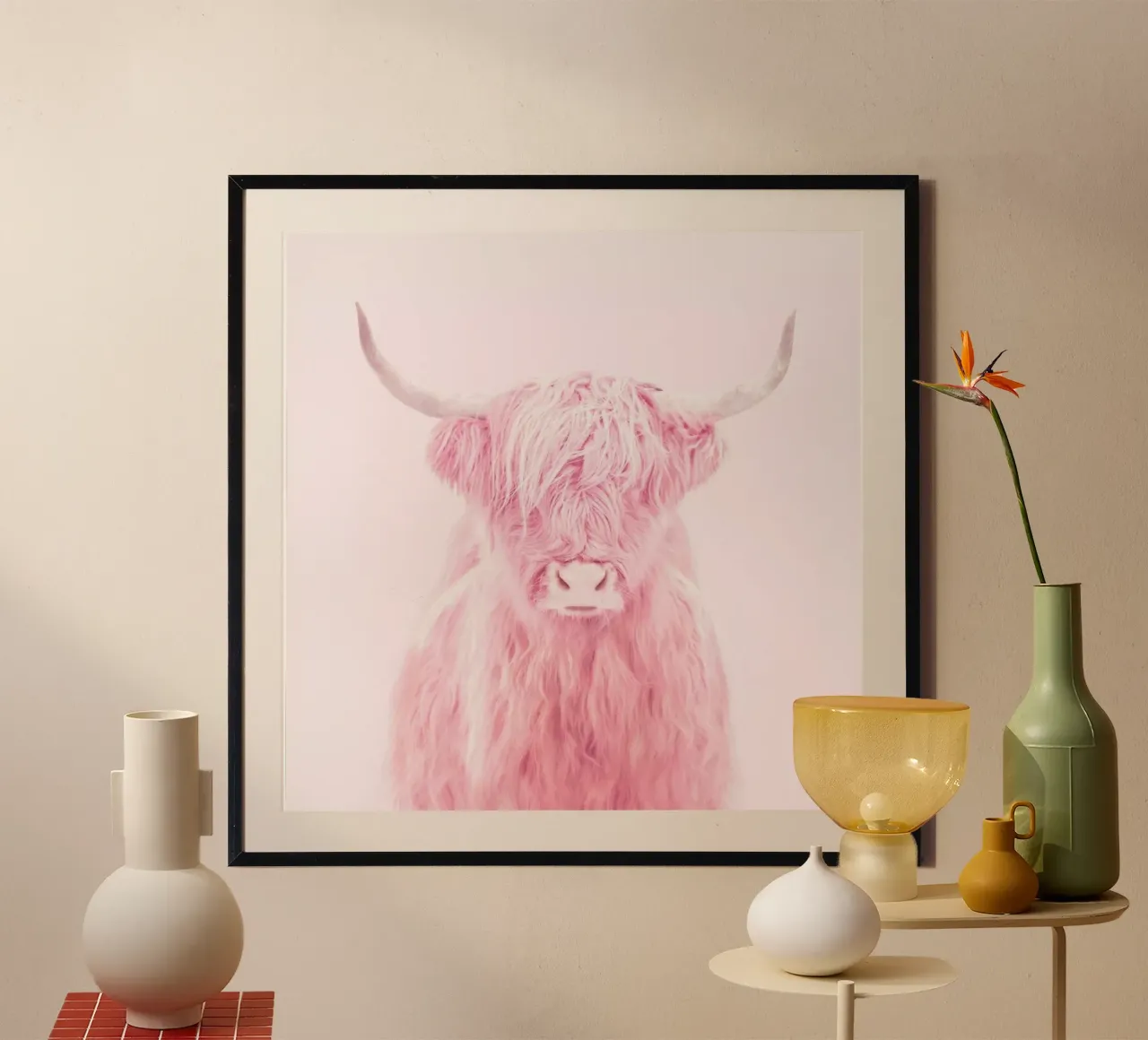Highland Cow poster con telaio in legno da Paul Fuentes Design