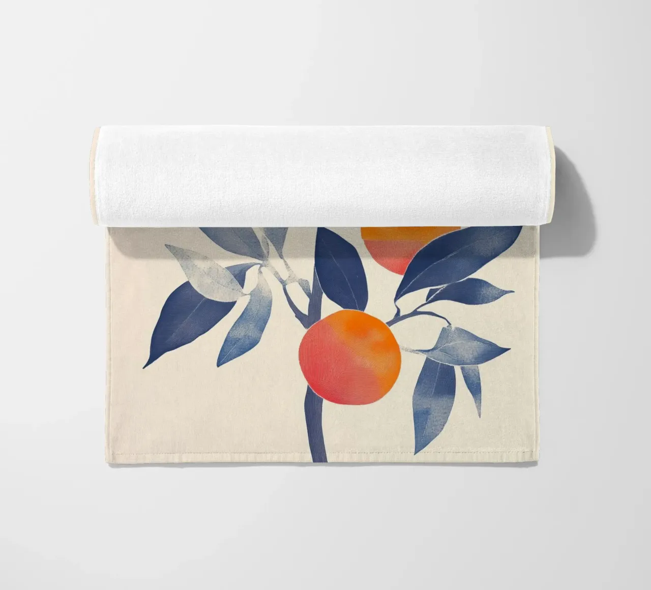 Albero arancione con foglie blu telo mare da Melloi Art Print