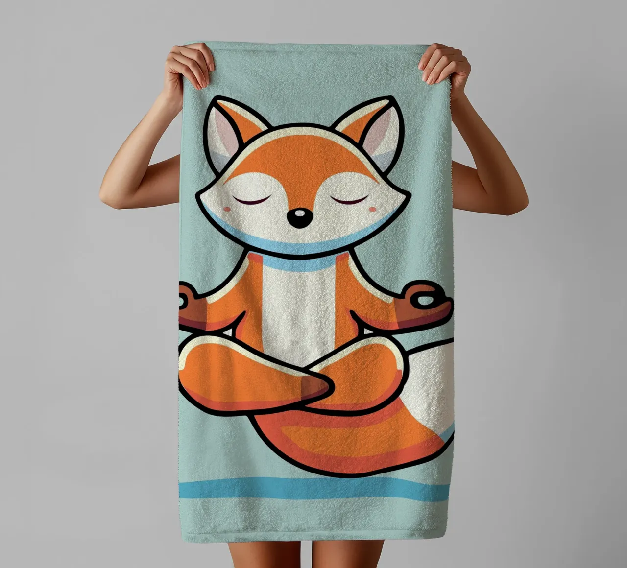 Renard méditant - Illustration relaxante serviette de bain de namosh