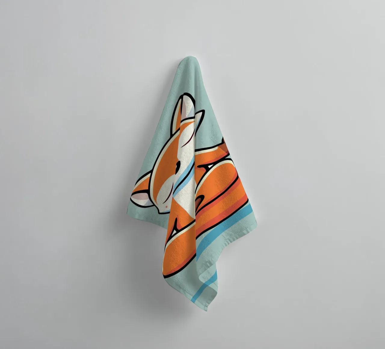 Renard méditant - Illustration relaxante serviette de bain de namosh